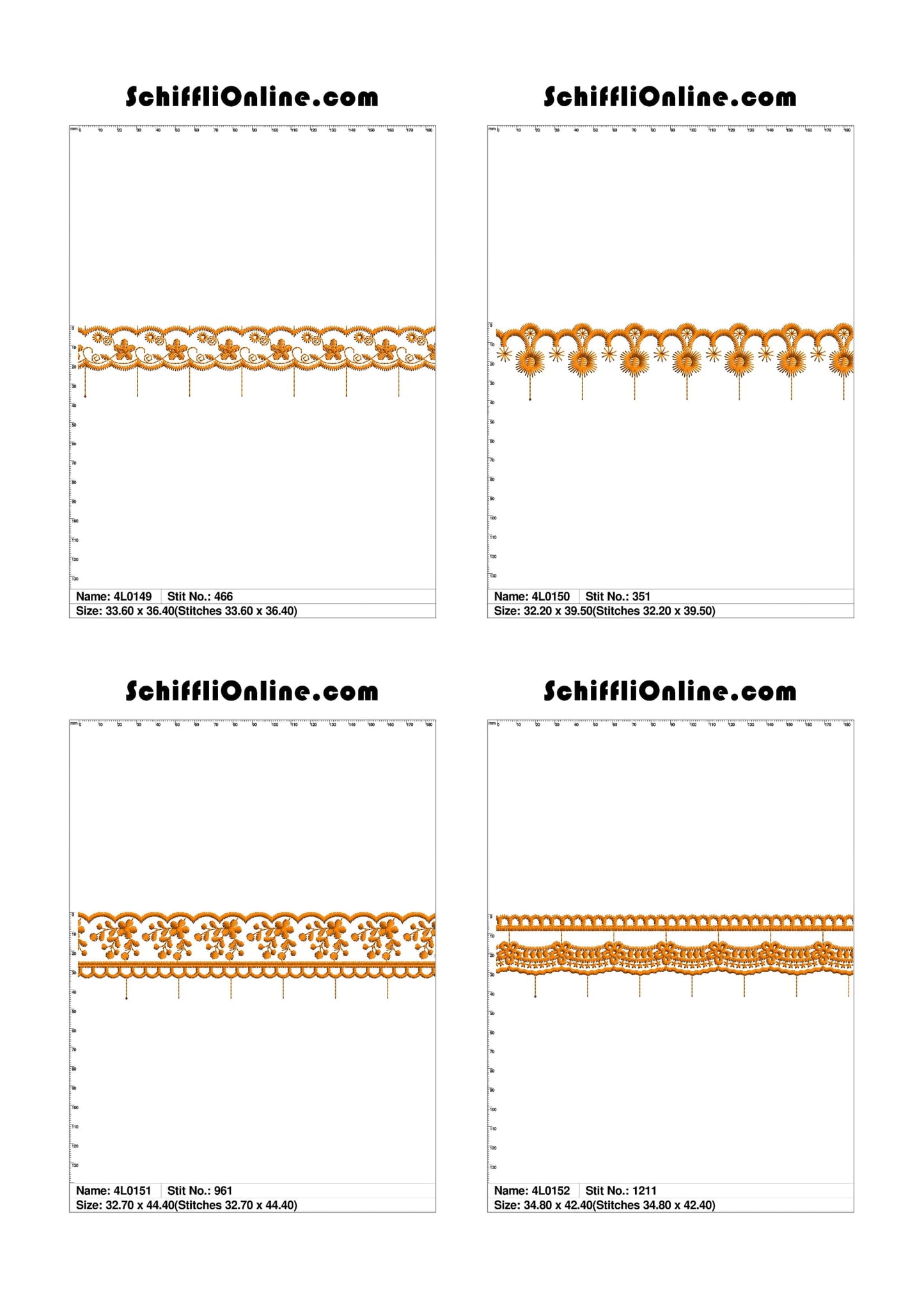 VOL 1 - LACE (NO BORER) 4X4 - 500 DESIGNS