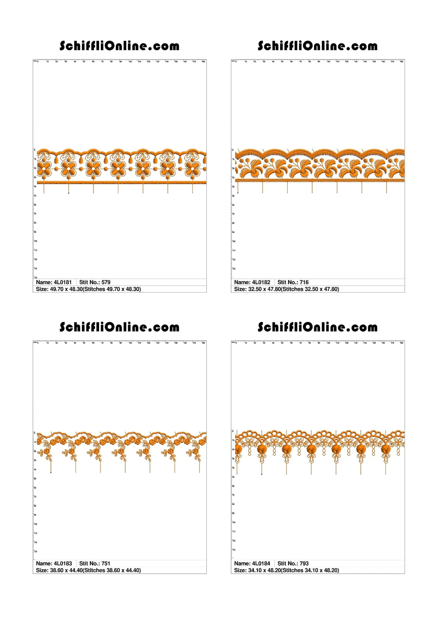 VOL 1 - LACE (NO BORER) 4X4 - 500 DESIGNS