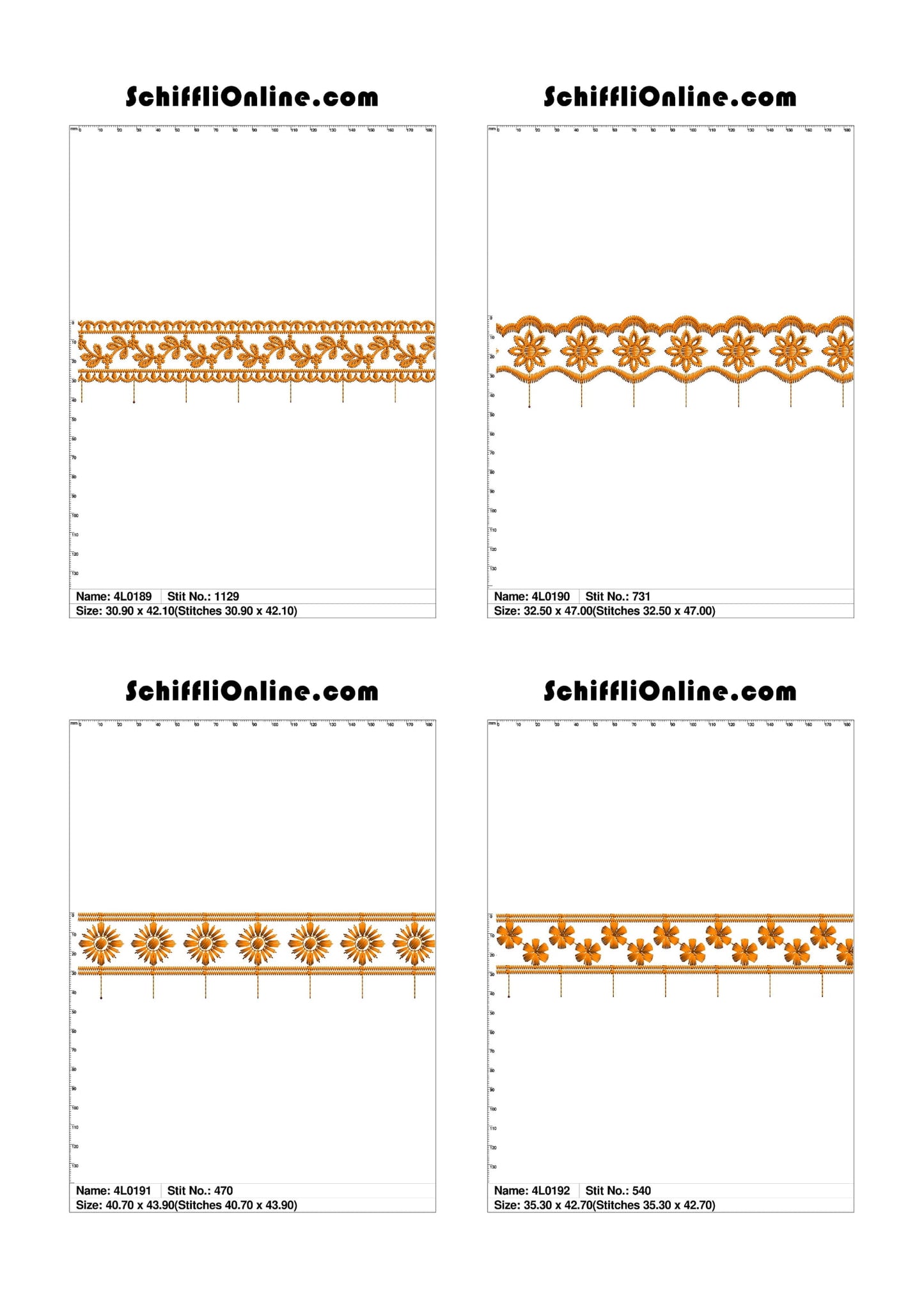 VOL 1 - LACE (NO BORER) 4X4 - 500 DESIGNS