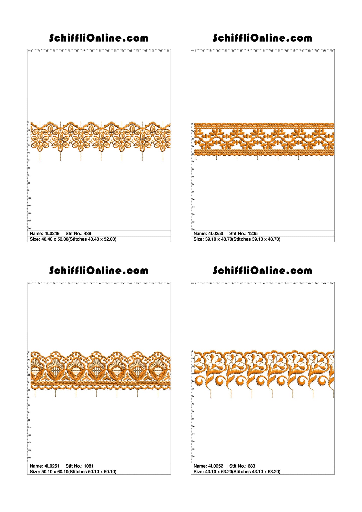 VOL 1 - LACE (NO BORER) 4X4 - 500 DESIGNS