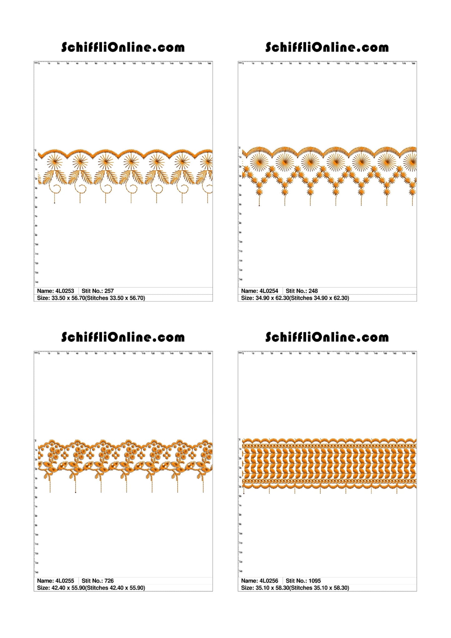 VOL 1 - LACE (NO BORER) 4X4 - 500 DESIGNS