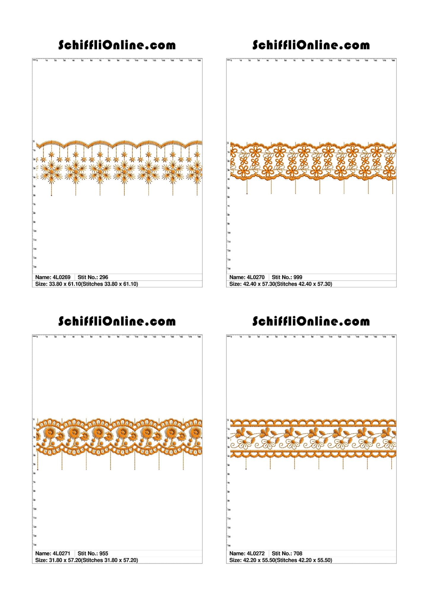 VOL 1 - LACE (NO BORER) 4X4 - 500 DESIGNS