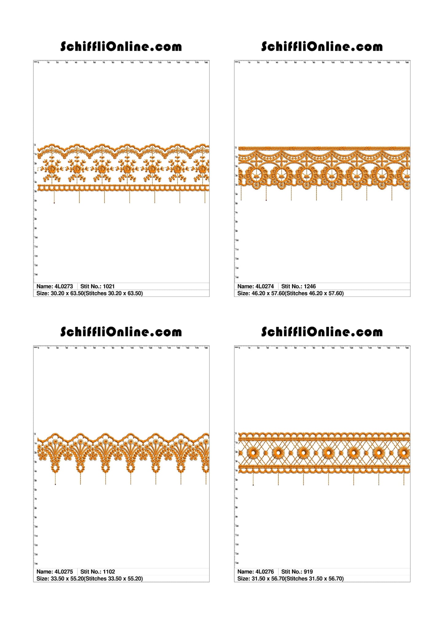 VOL 1 - LACE (NO BORER) 4X4 - 500 DESIGNS