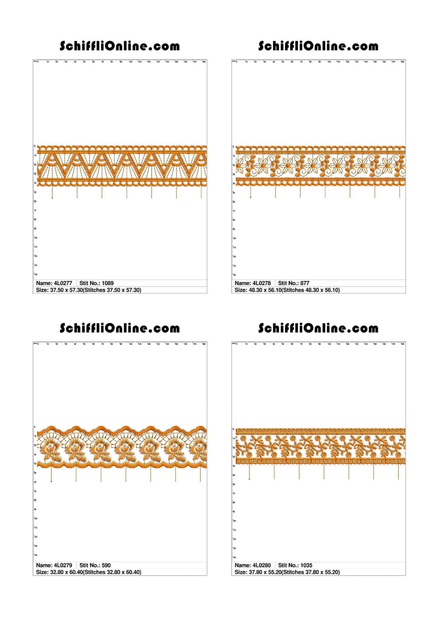 VOL 1 - LACE (NO BORER) 4X4 - 500 DESIGNS