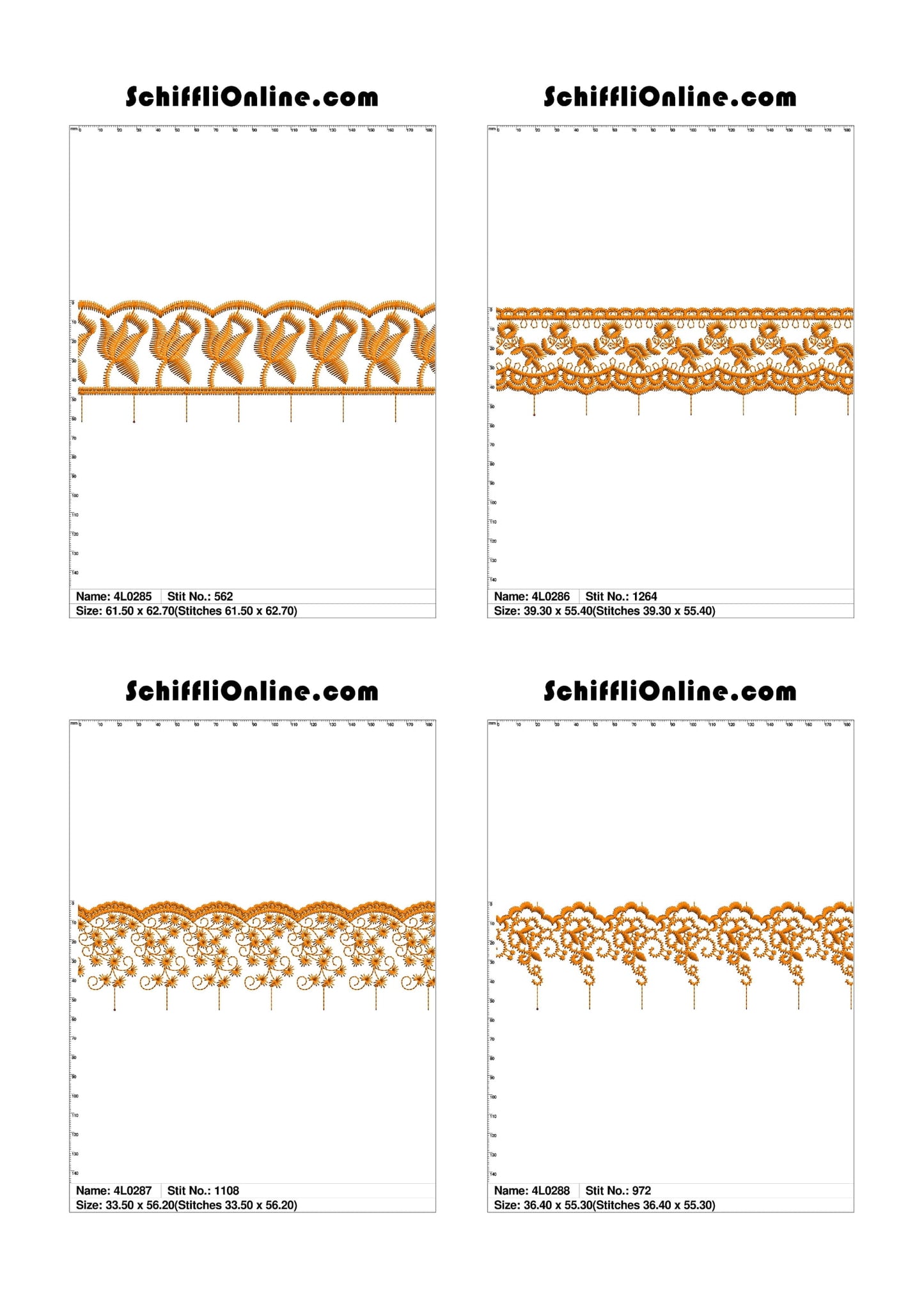 VOL 1 - LACE (NO BORER) 4X4 - 500 DESIGNS