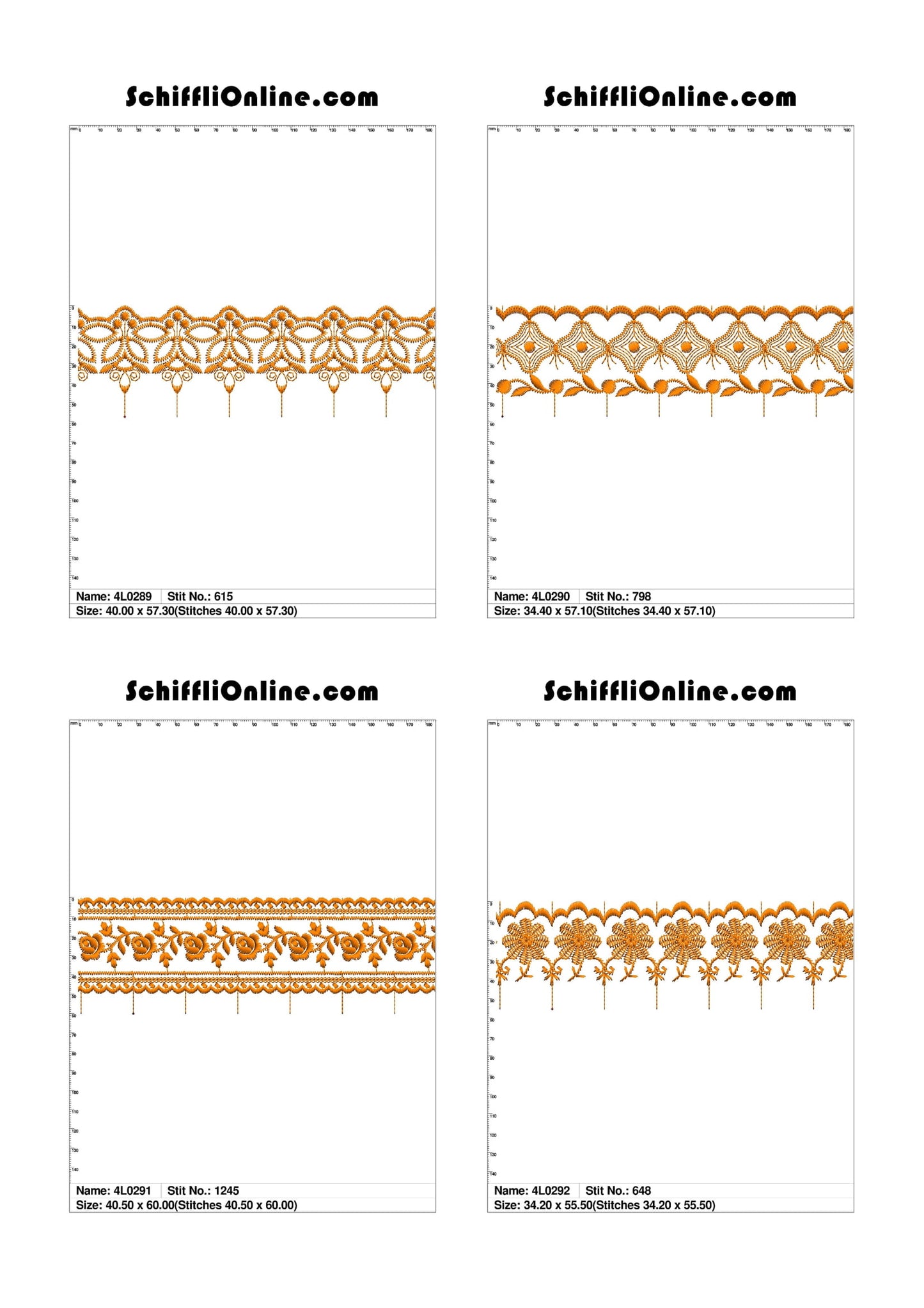 VOL 1 - LACE (NO BORER) 4X4 - 500 DESIGNS