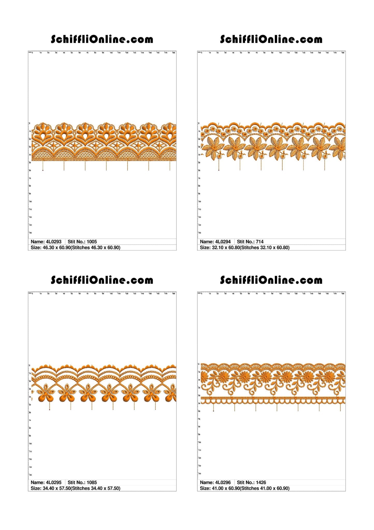 VOL 1 - LACE (NO BORER) 4X4 - 500 DESIGNS