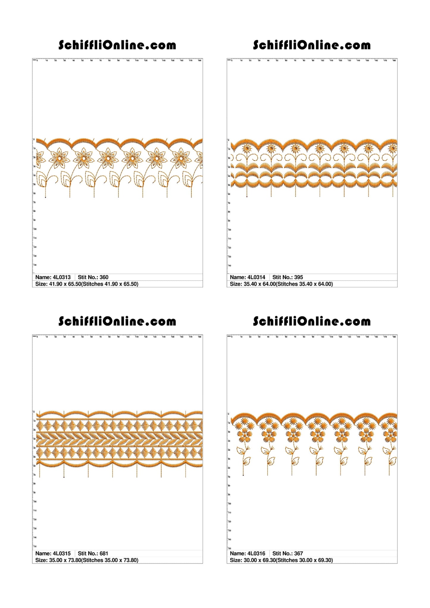 VOL 1 - LACE (NO BORER) 4X4 - 500 DESIGNS