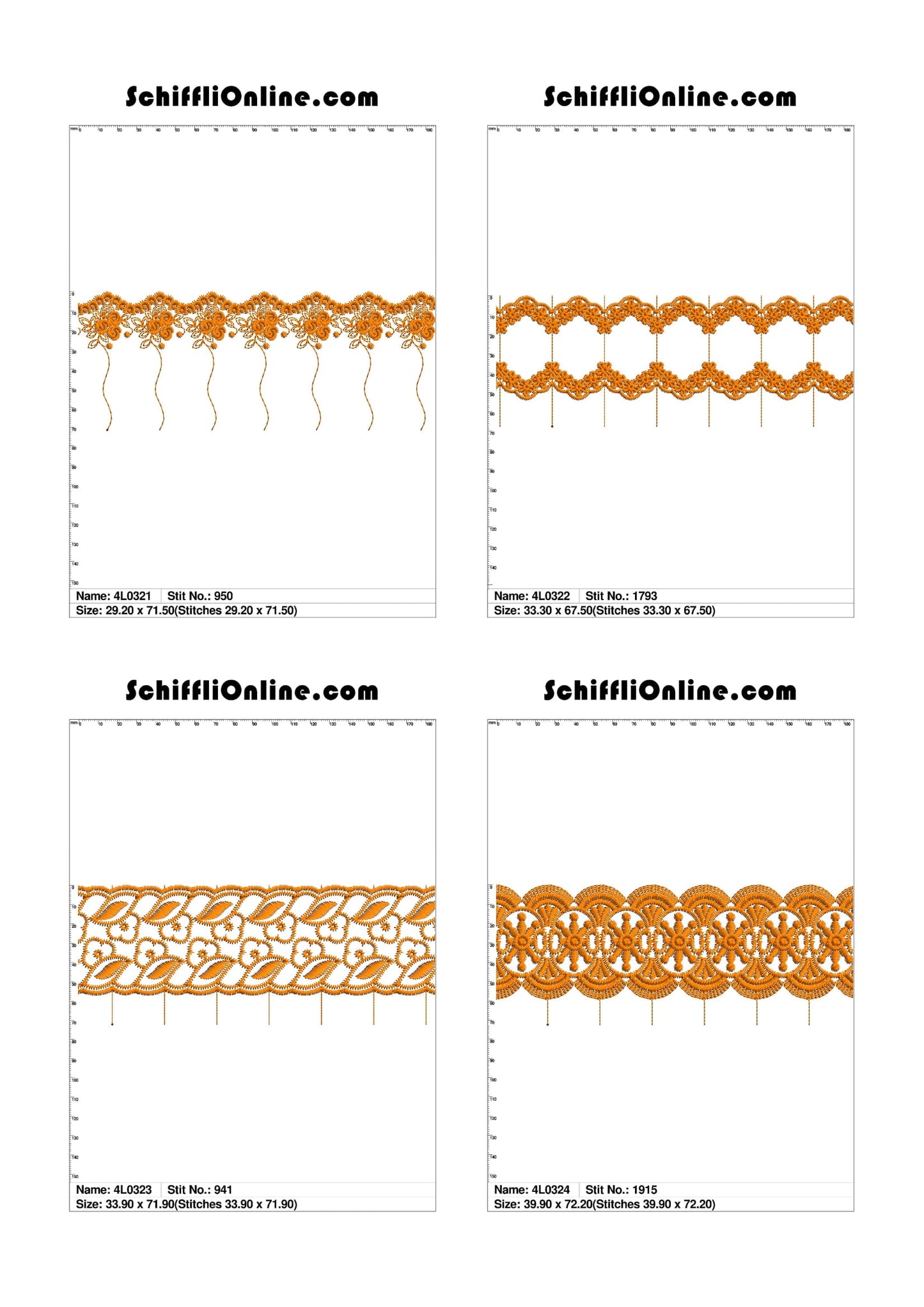 VOL 1 - LACE (NO BORER) 4X4 - 500 DESIGNS