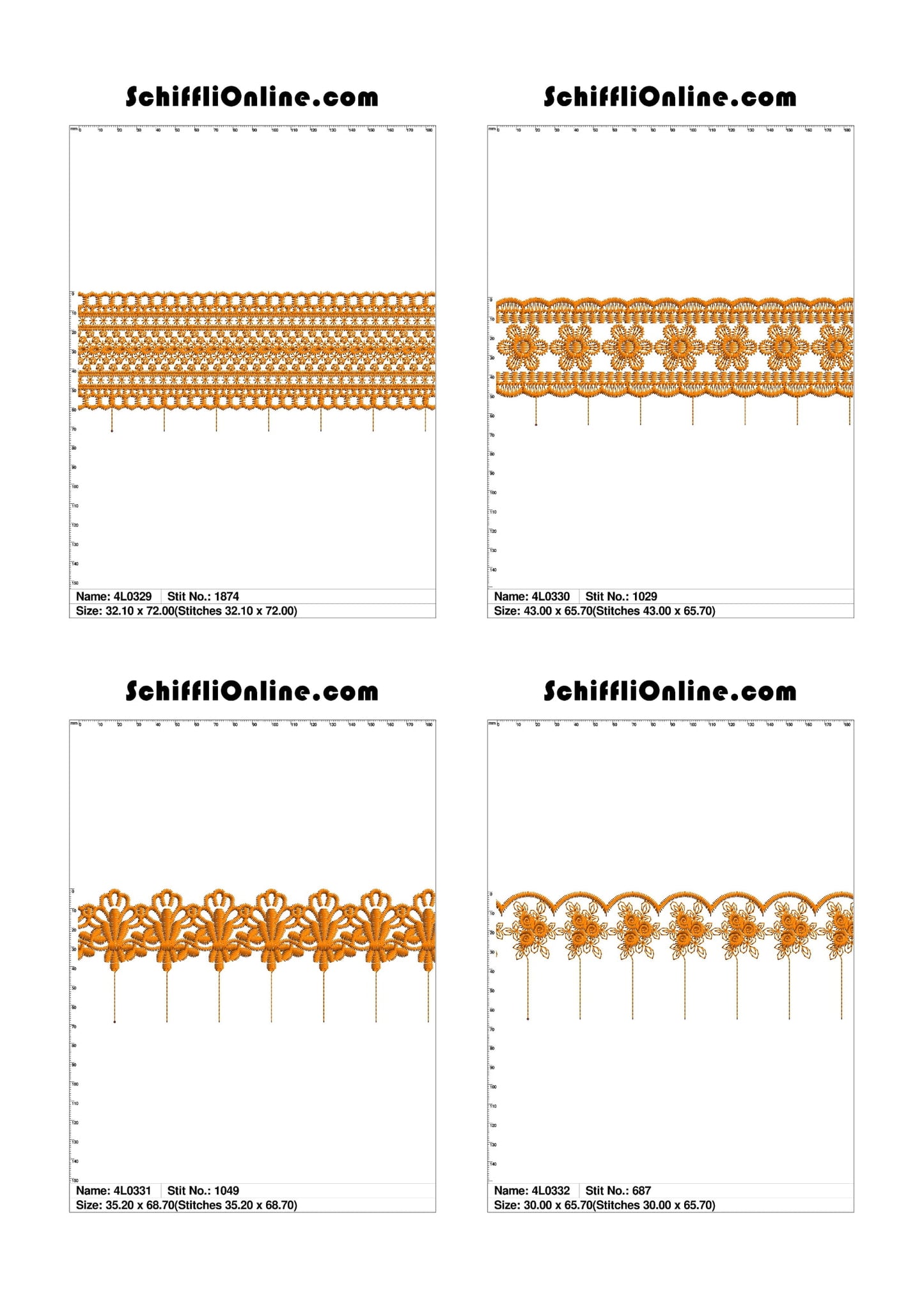 VOL 1 - LACE (NO BORER) 4X4 - 500 DESIGNS