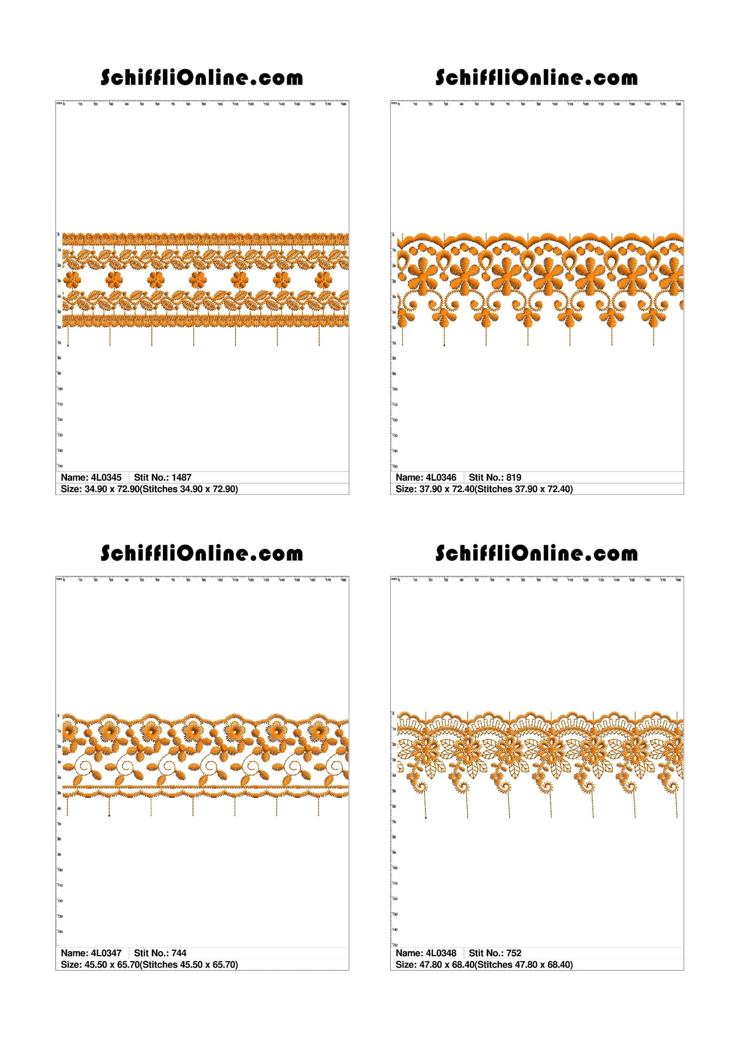 VOL 1 - LACE (NO BORER) 4X4 - 500 DESIGNS