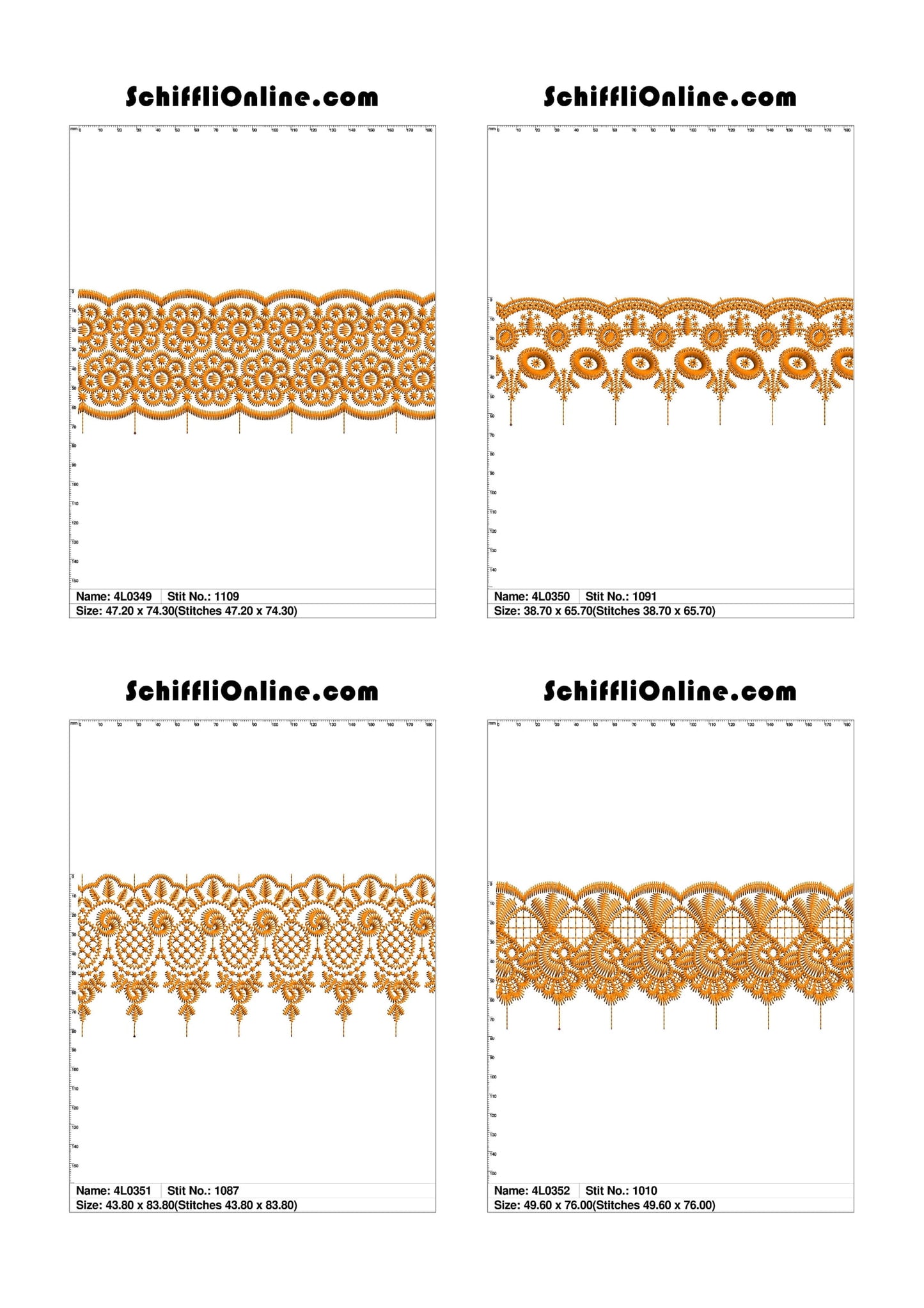 VOL 1 - LACE (NO BORER) 4X4 - 500 DESIGNS