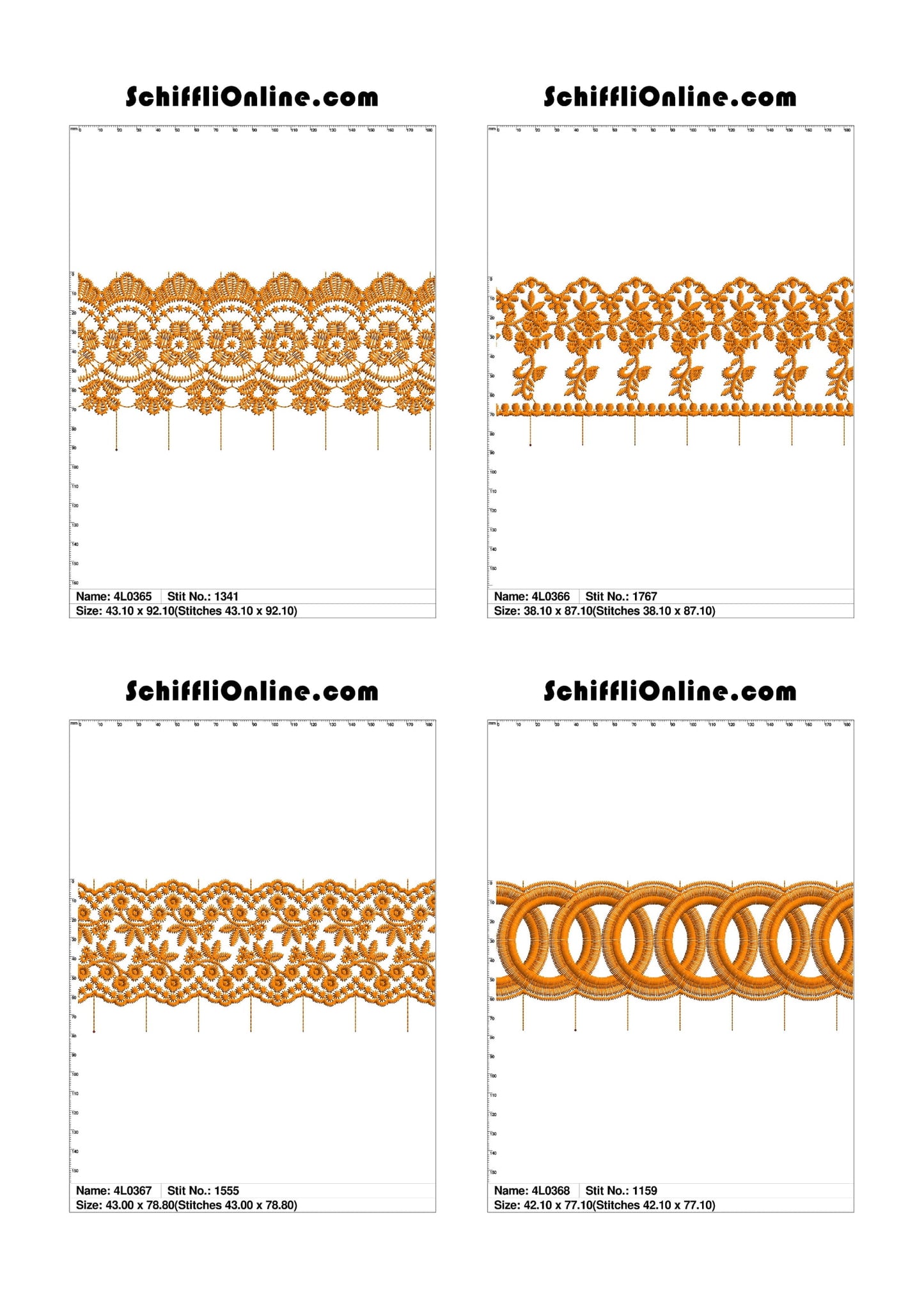 VOL 1 - LACE (NO BORER) 4X4 - 500 DESIGNS