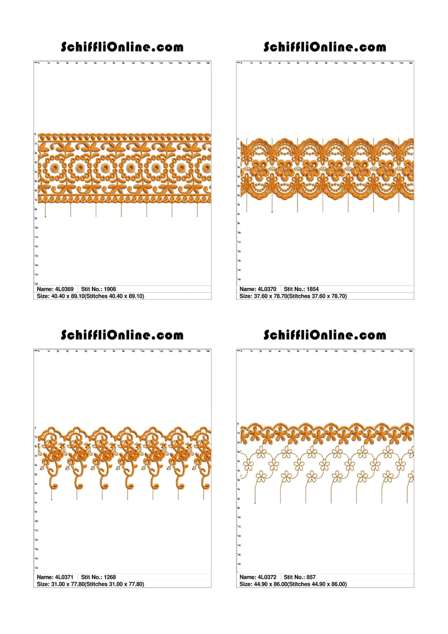 VOL 1 - LACE (NO BORER) 4X4 - 500 DESIGNS