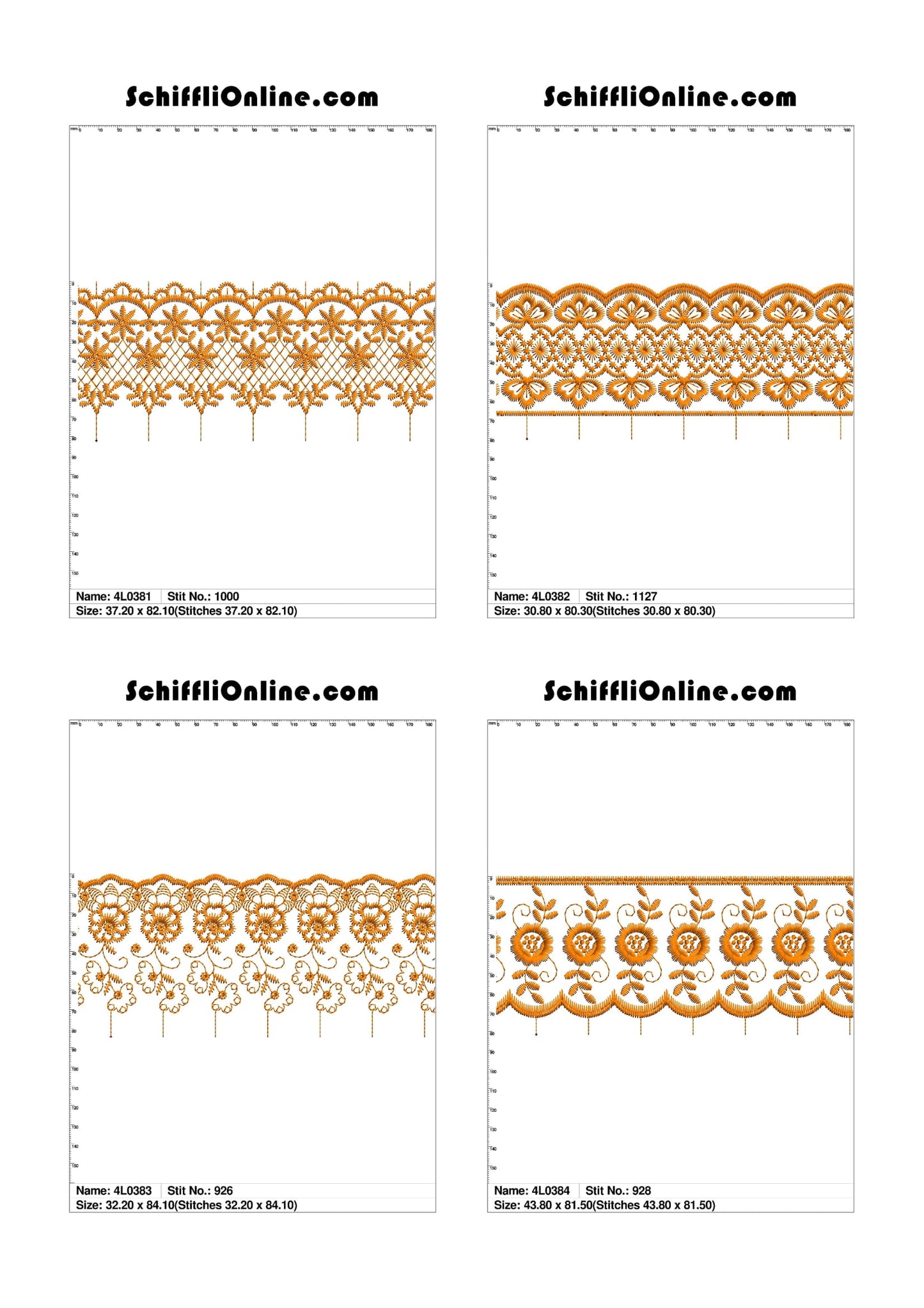 VOL 1 - LACE (NO BORER) 4X4 - 500 DESIGNS