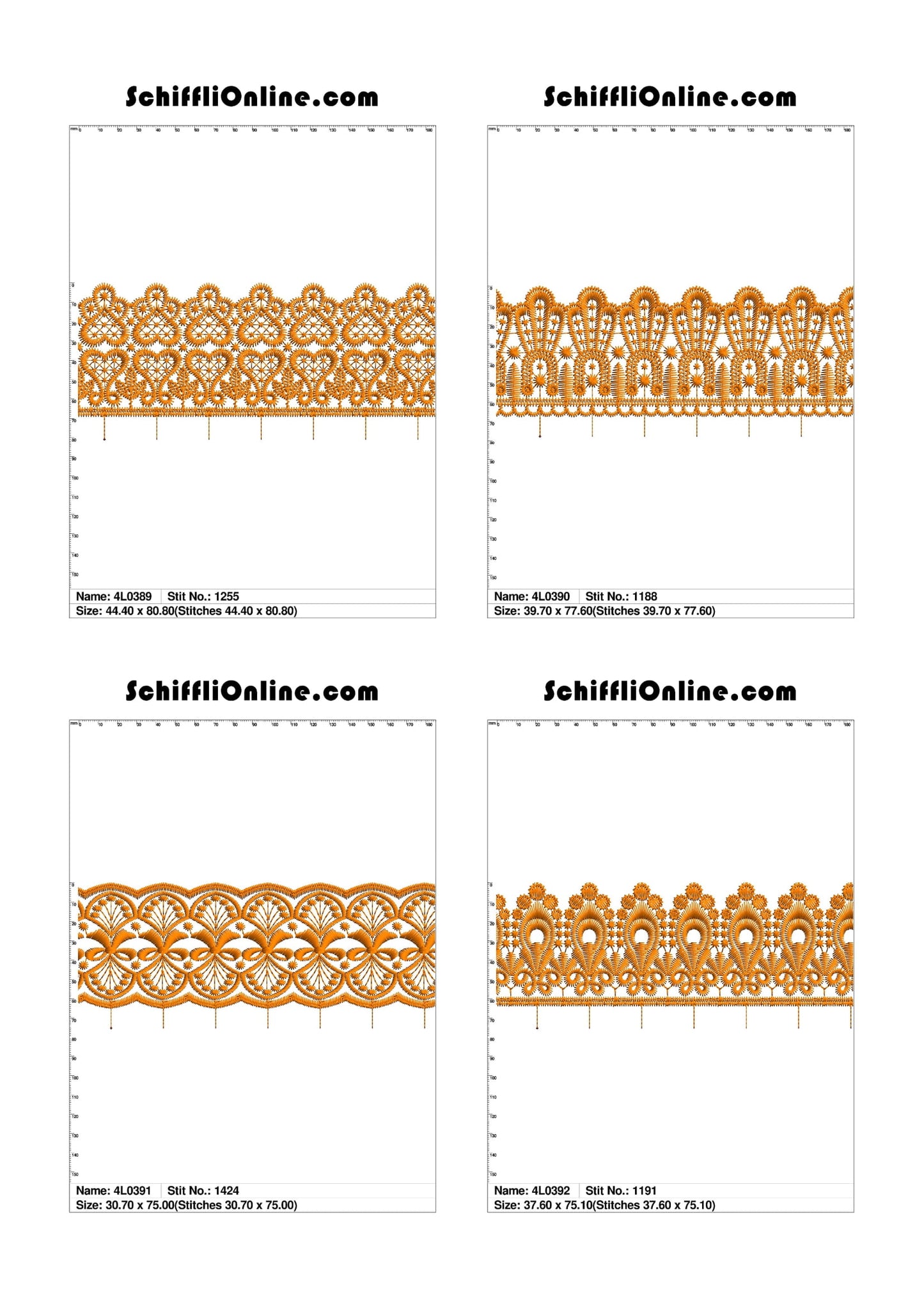 VOL 1 - LACE (NO BORER) 4X4 - 500 DESIGNS