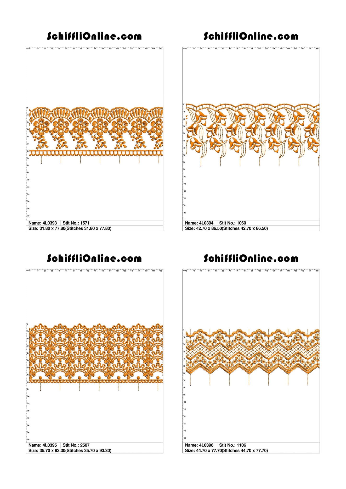 VOL 1 - LACE (NO BORER) 4X4 - 500 DESIGNS