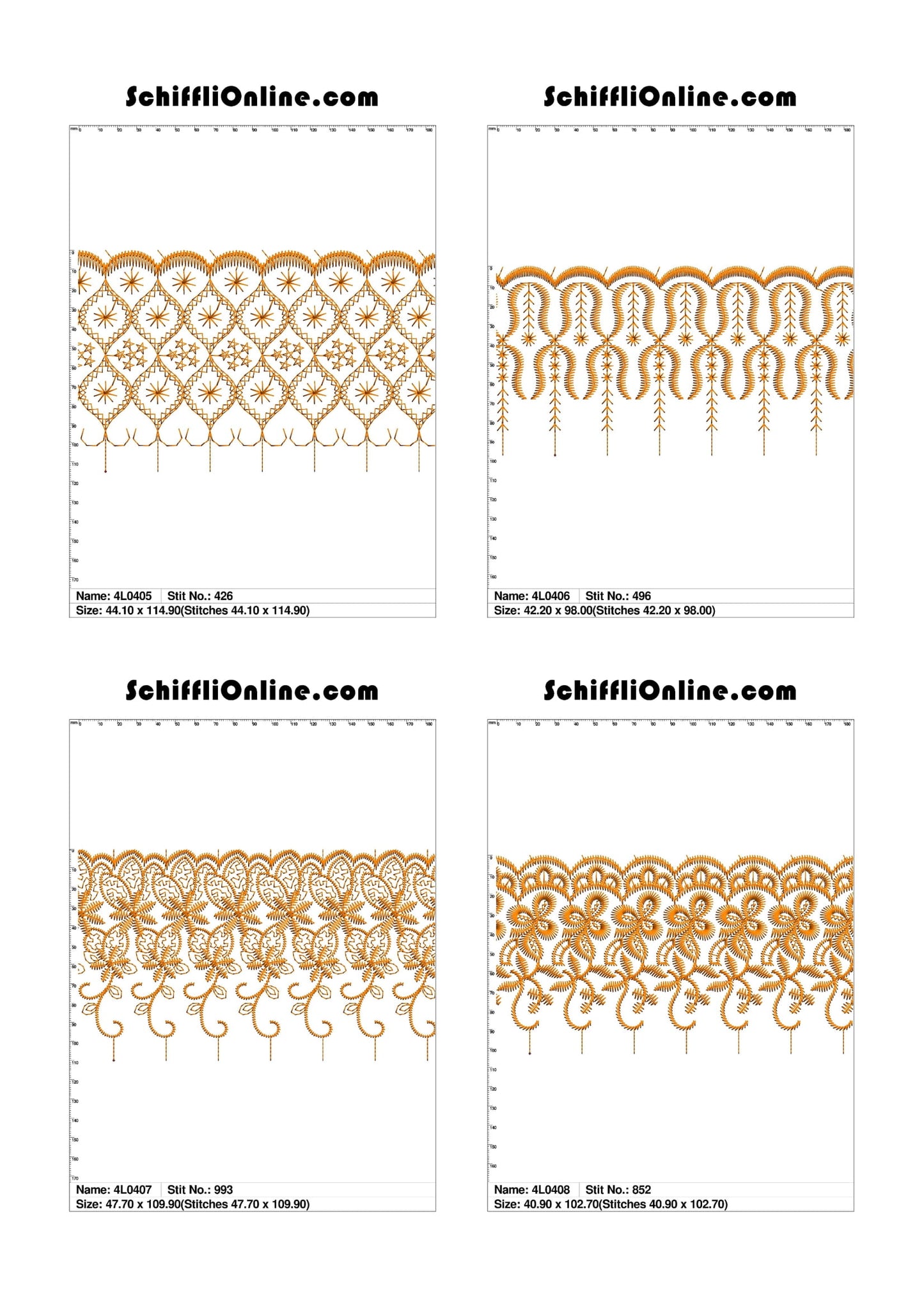 VOL 1 - LACE (NO BORER) 4X4 - 500 DESIGNS