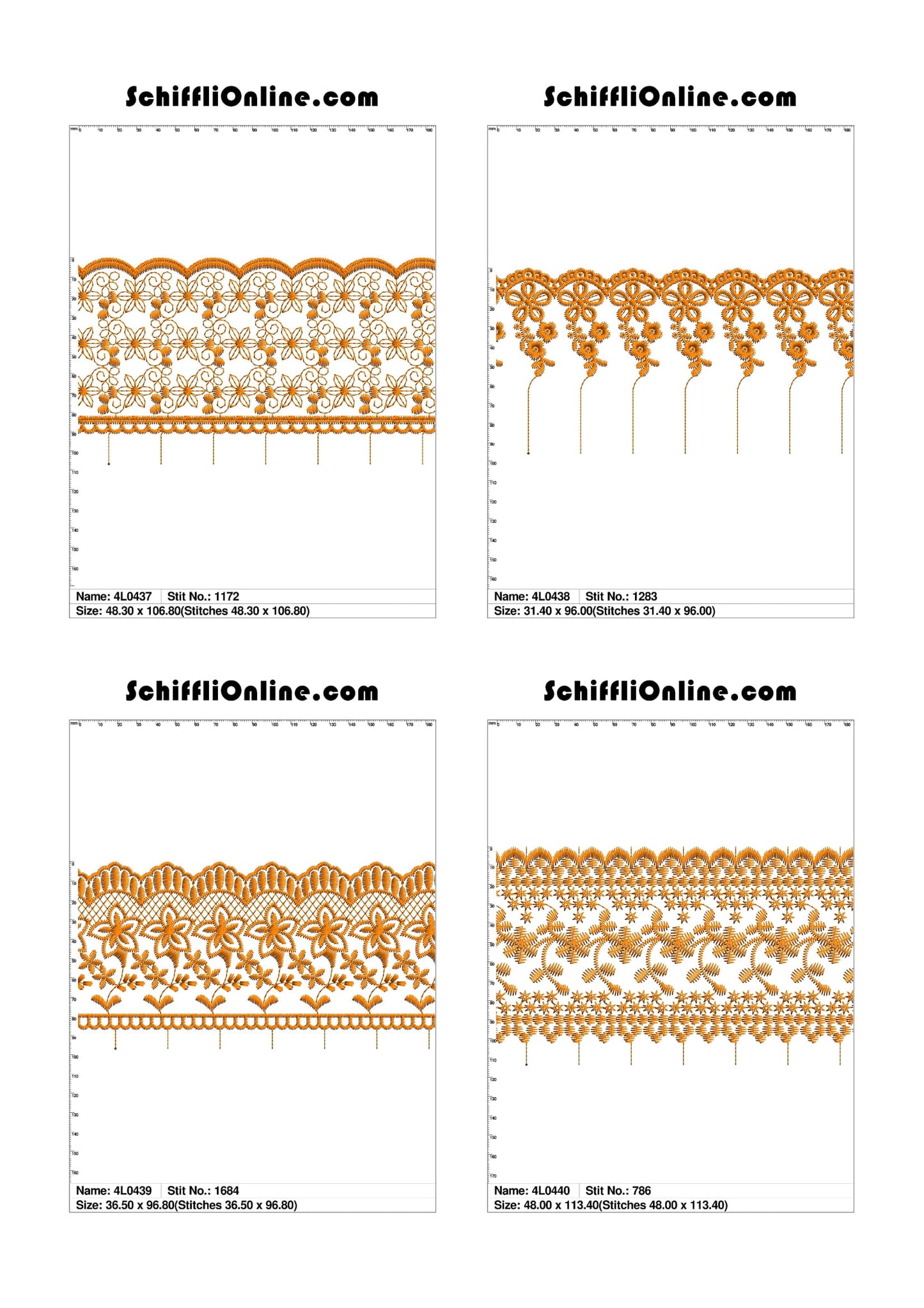 VOL 1 - LACE (NO BORER) 4X4 - 500 DESIGNS