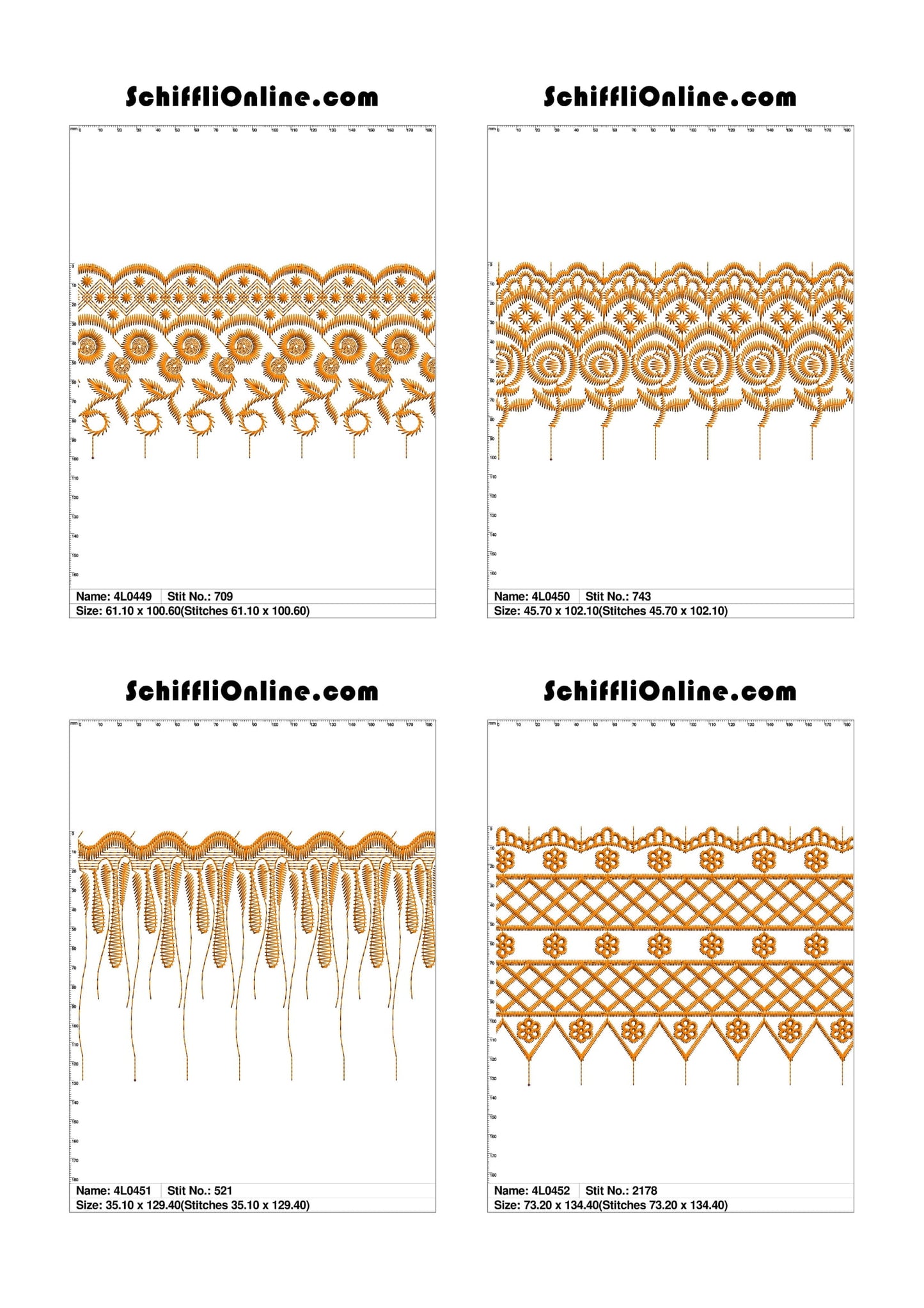 VOL 1 - LACE (NO BORER) 4X4 - 500 DESIGNS