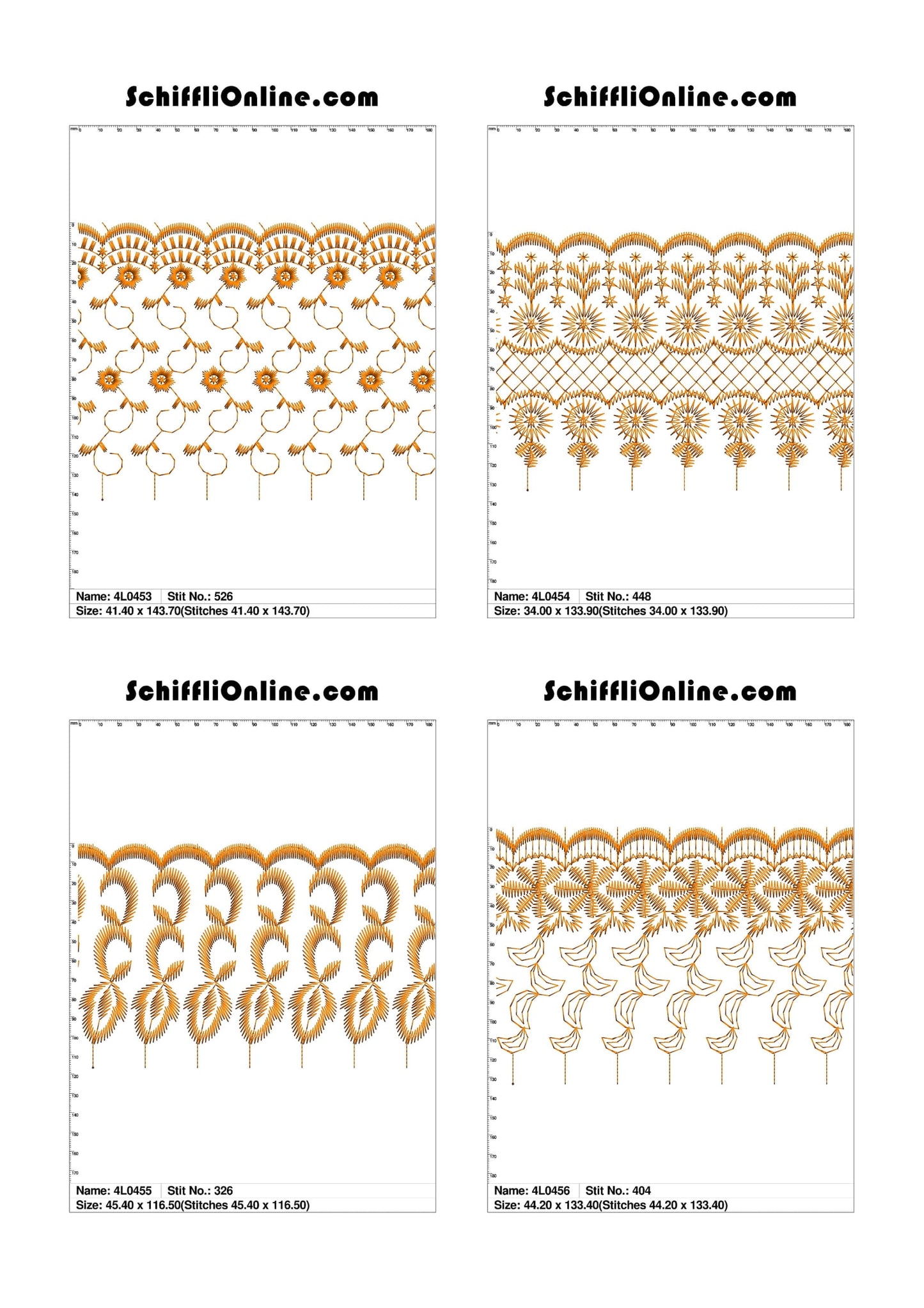 VOL 1 - LACE (NO BORER) 4X4 - 500 DESIGNS