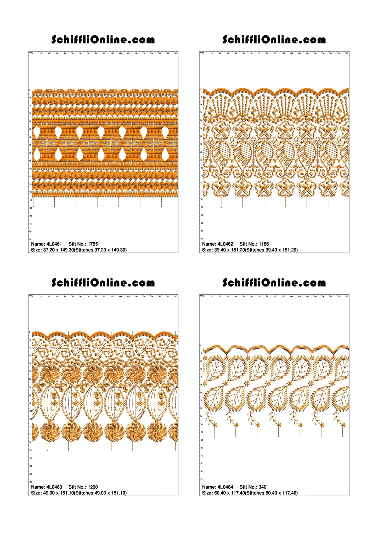 VOL 1 - LACE (NO BORER) 4X4 - 500 DESIGNS