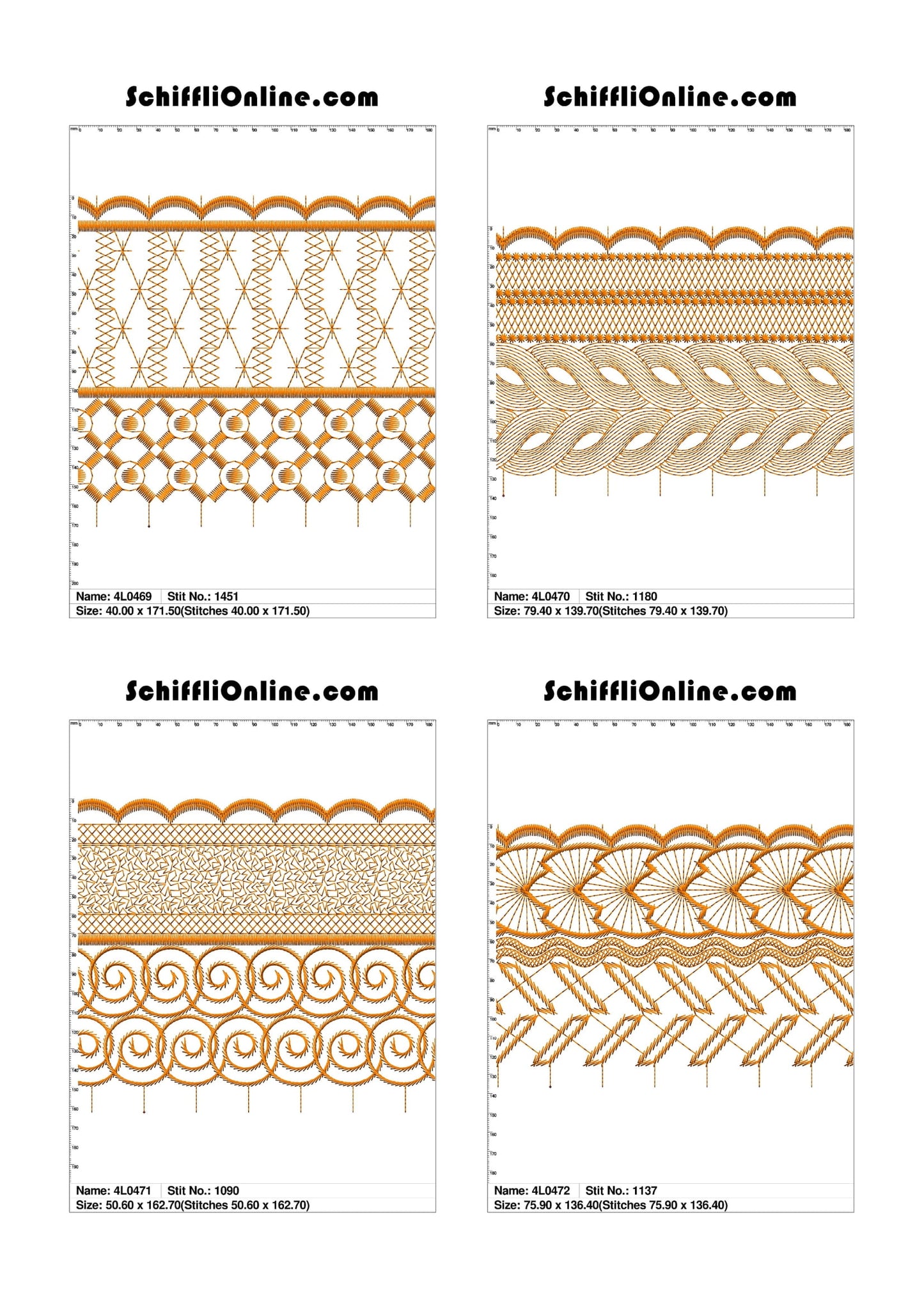 VOL 1 - LACE (NO BORER) 4X4 - 500 DESIGNS