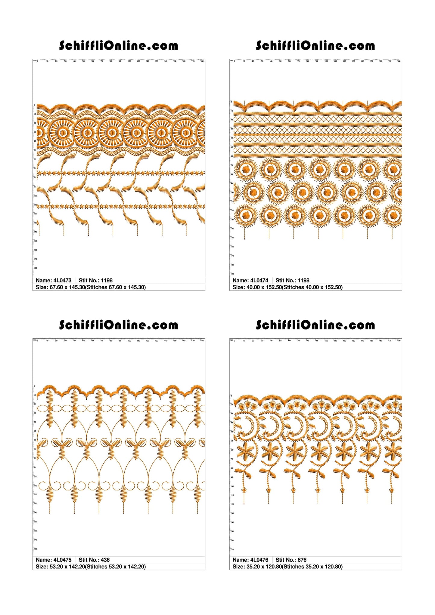 VOL 1 - LACE (NO BORER) 4X4 - 500 DESIGNS