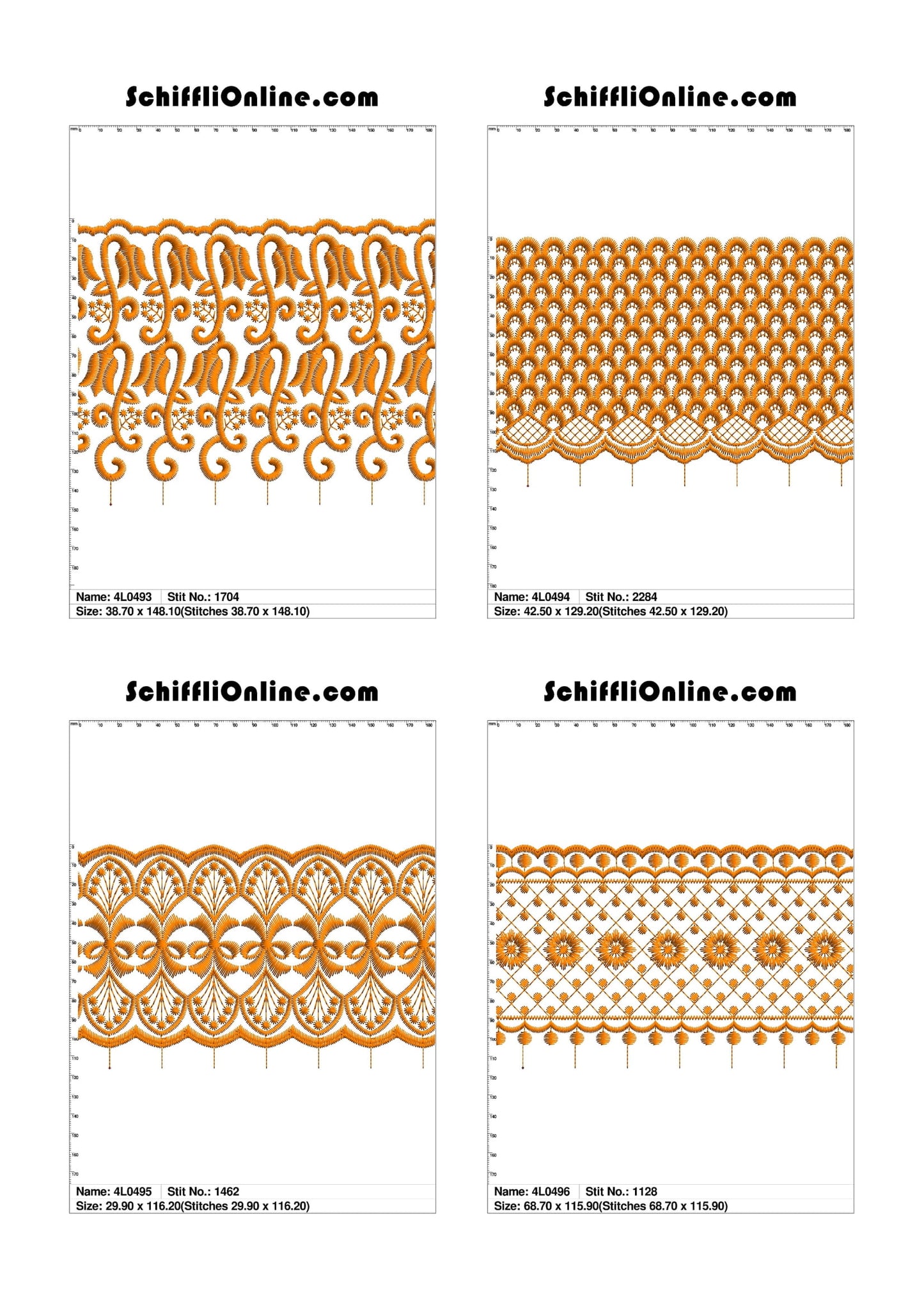 VOL 1 - LACE (NO BORER) 4X4 - 500 DESIGNS